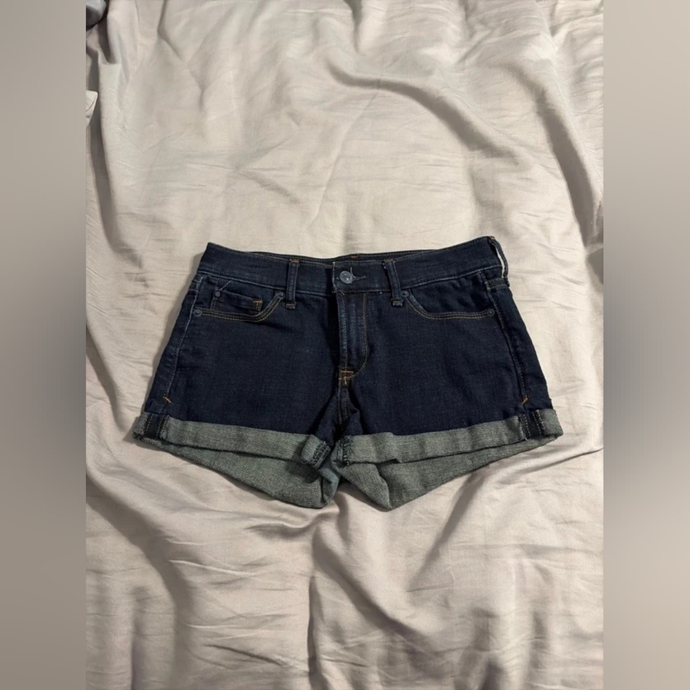 Abercrombie & Fitch Dark Indigo Cuffed Denim Shorts